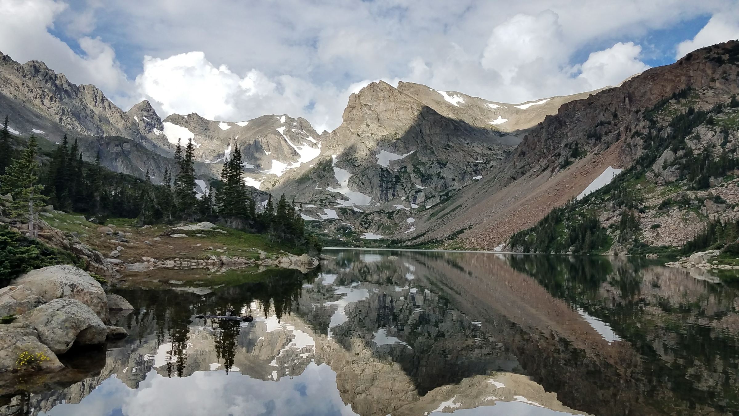 a view of a snow covered mountain